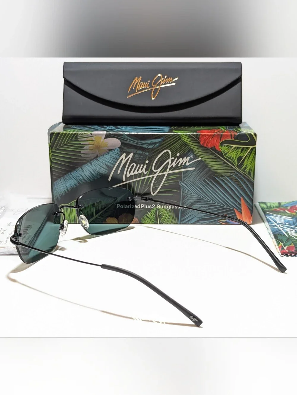 NEW Maui Jim Nanea Gloss Black Polarized Neutral Grey Lens Sunglasses 332-02